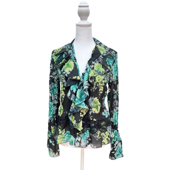 Vintage Green Floral Blouse - Picture 1 of 5